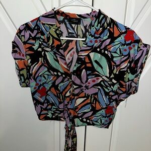 Vintage Multicolor Abstract Crop Top